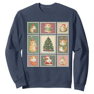 Tis The Season To Be Wheeky Sweatshirt Christmas Guinea Pig Gift TS12 Navy Print Your Wear