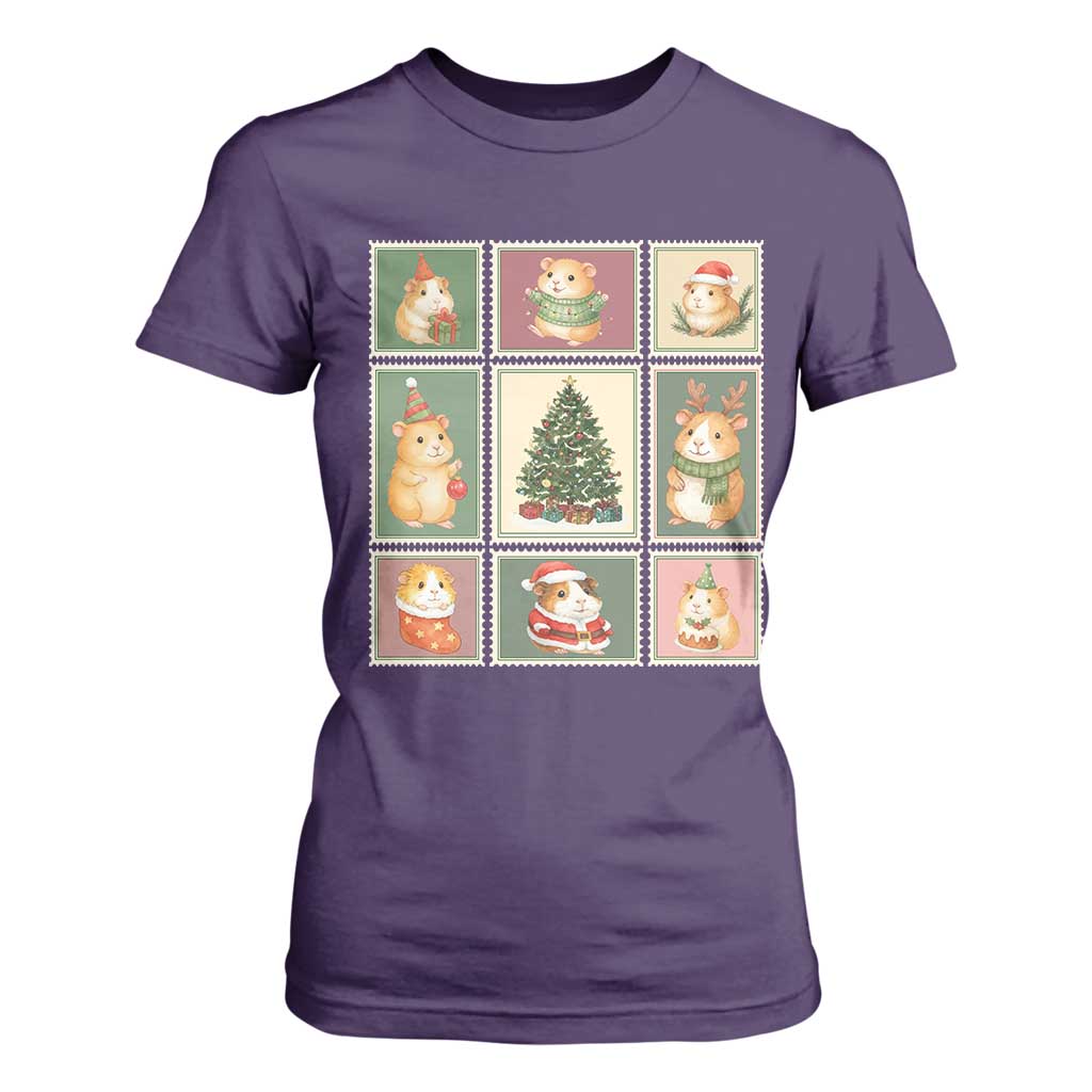 Tis The Season To Be Wheeky T Shirt For Women Christmas Guinea Pig Gift TS12 Purple Print Your Wear