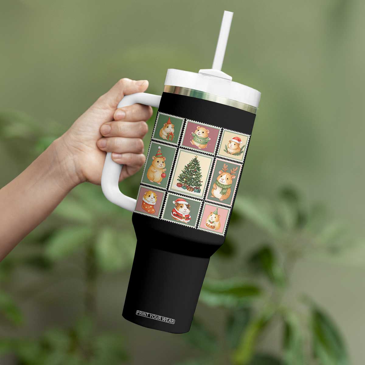 Tis The Season To Be Wheeky Tumbler With Handle Christmas Guinea Pig Gift TS12 Print Your Wear