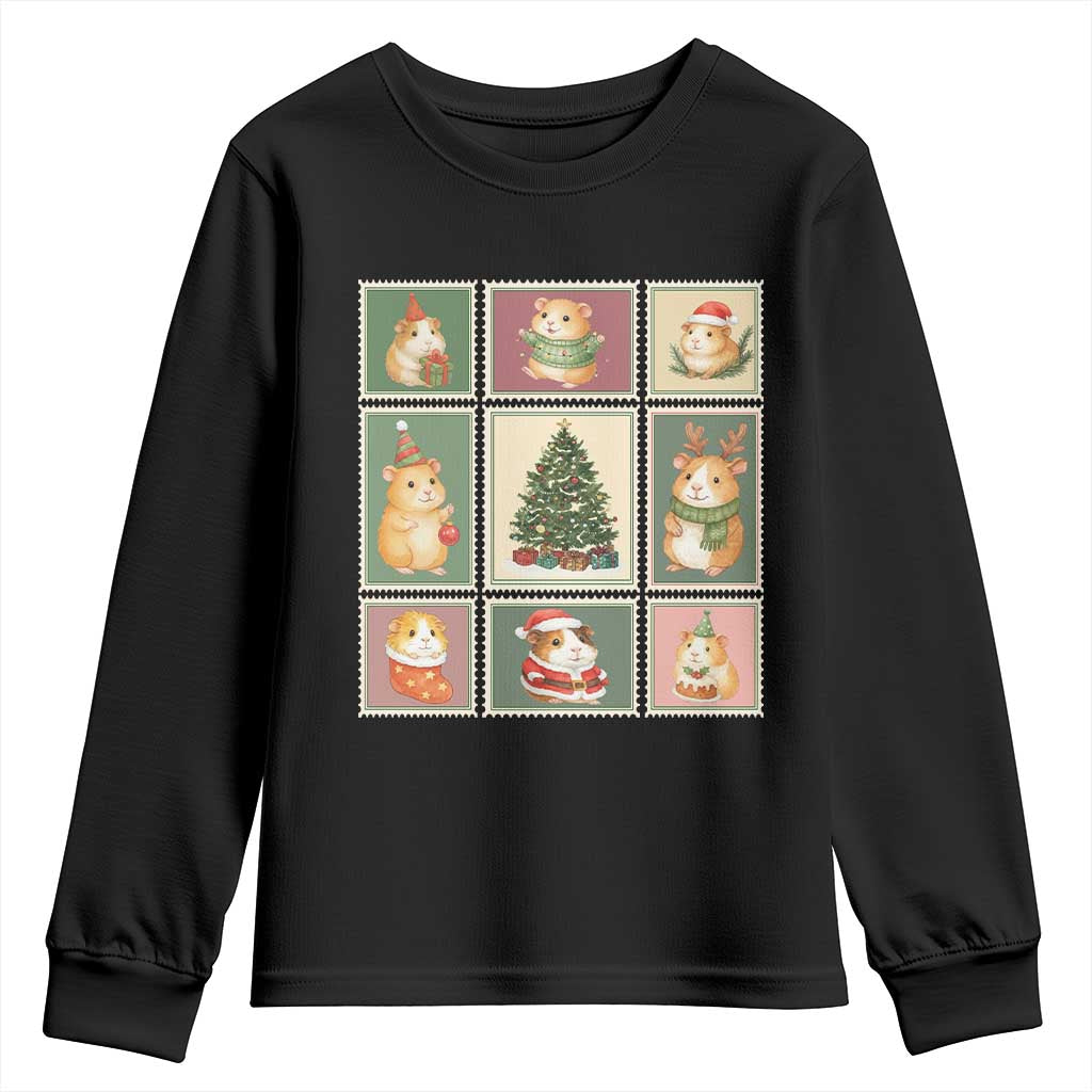 Tis The Season To Be Wheeky Youth Sweatshirt Christmas Guinea Pig Gift TS12 Black Print Your Wear