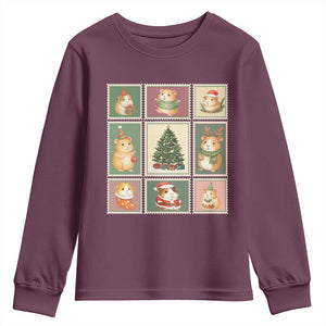 Tis The Season To Be Wheeky Youth Sweatshirt Christmas Guinea Pig Gift TS12 Maroon Print Your Wear