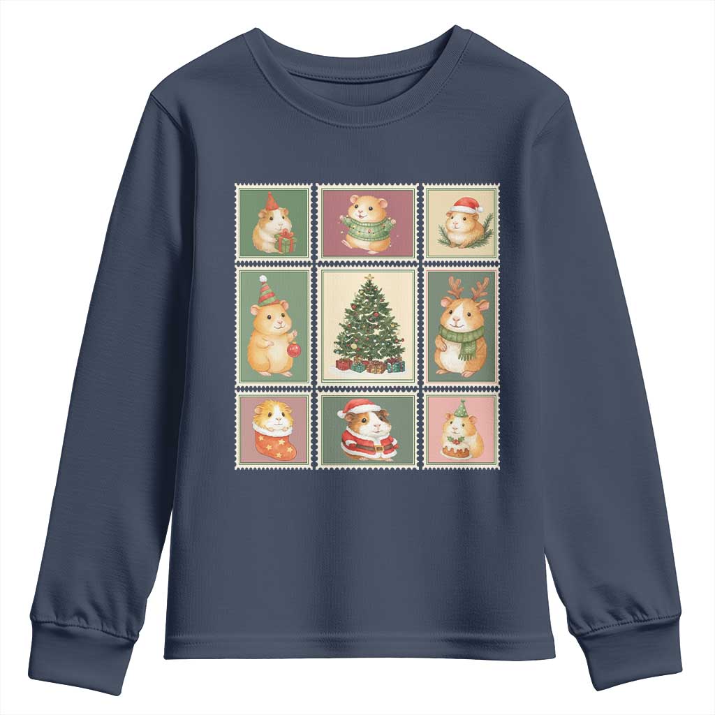 Tis The Season To Be Wheeky Youth Sweatshirt Christmas Guinea Pig Gift TS12 Navy Print Your Wear
