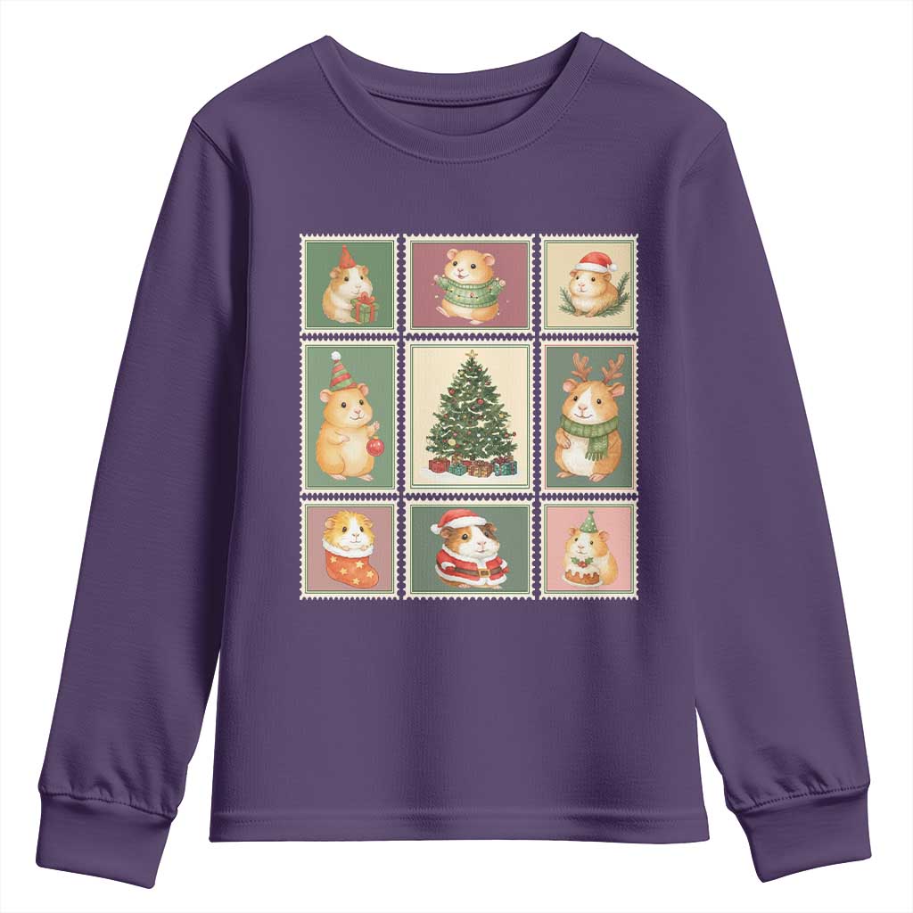 Tis The Season To Be Wheeky Youth Sweatshirt Christmas Guinea Pig Gift TS12 Purple Print Your Wear