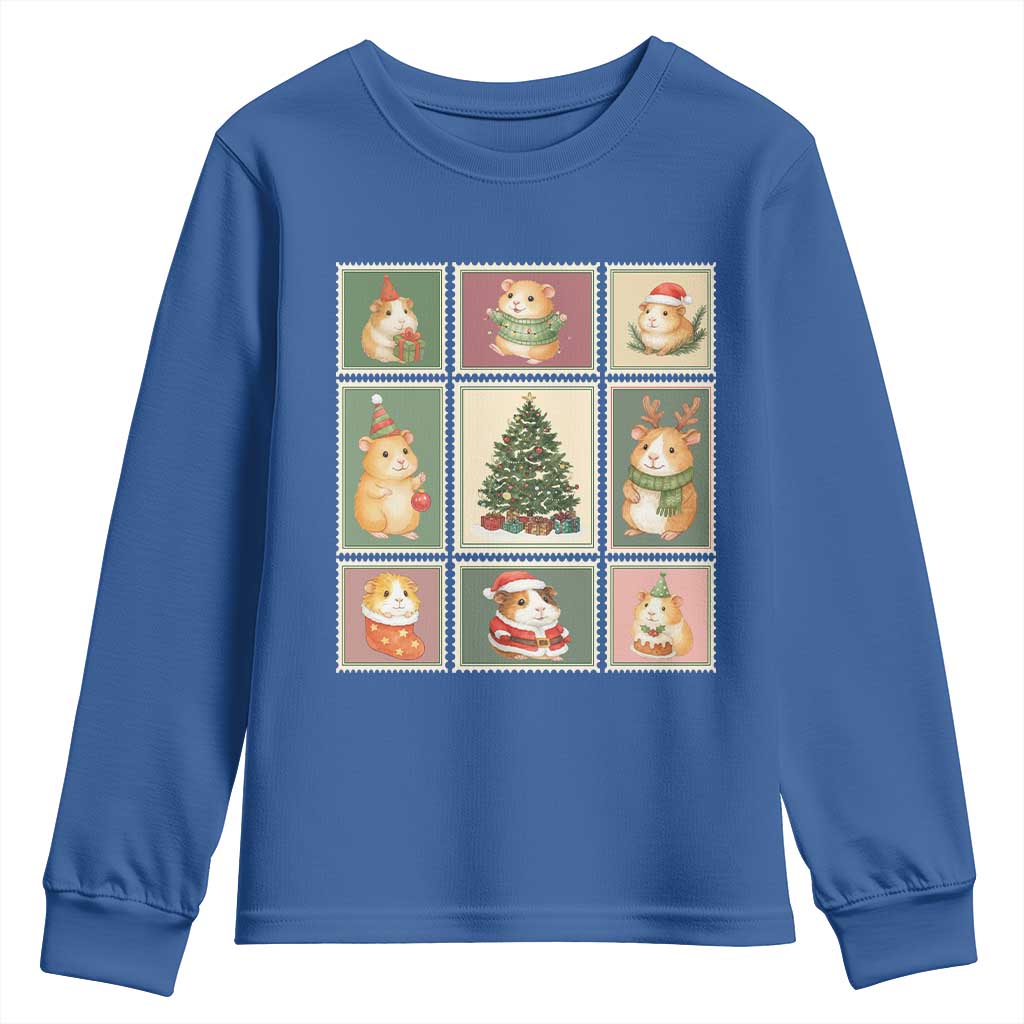 Tis The Season To Be Wheeky Youth Sweatshirt Christmas Guinea Pig Gift TS12 Royal Blue Print Your Wear