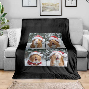 Funny Guinea Pig With Santa Hat Photobooth Throw Blanket Christmas Gift TS12 Print Your Wear