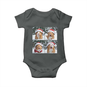Funny Guinea Pig With Santa Hat Photobooth Baby Onesie Christmas Gift TS12 Dark Heather Print Your Wear