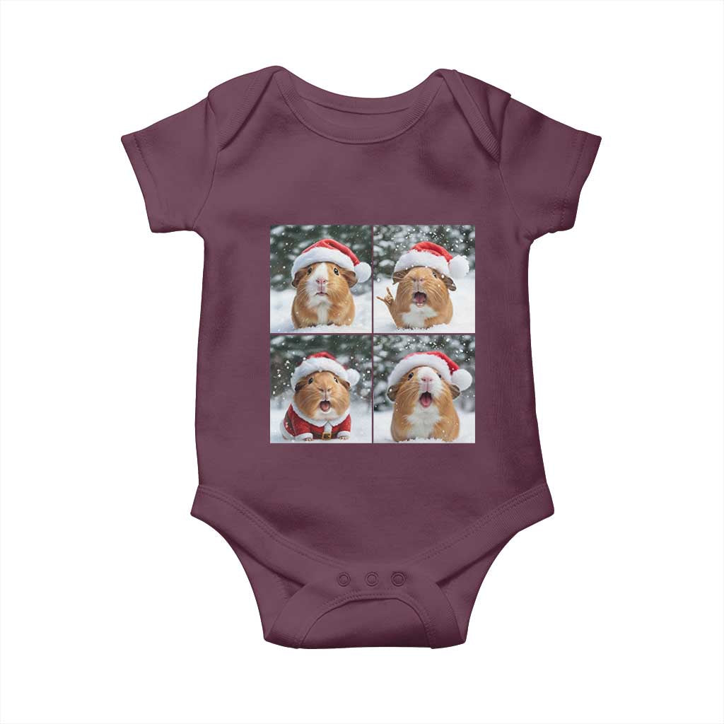 Funny Guinea Pig With Santa Hat Photobooth Baby Onesie Christmas Gift TS12 Maroon Print Your Wear