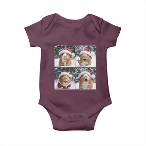 Funny Guinea Pig With Santa Hat Photobooth Baby Onesie Christmas Gift TS12 Maroon Print Your Wear