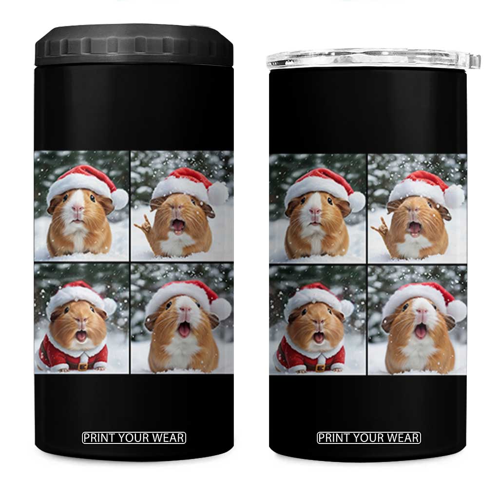 Funny Guinea Pig With Santa Hat Photobooth 4 in 1 Can Cooler Tumbler Christmas Gift TS12 One Size: 16 oz Black Print Your Wear
