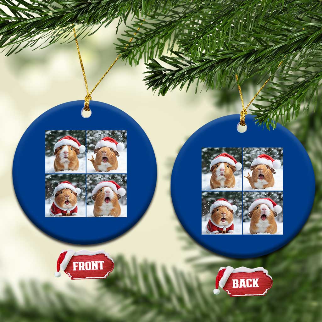 Funny Guinea Pig With Santa Hat Photobooth Ceramic Ornament Christmas Gift TS12 1pc Blue Print Your Wear