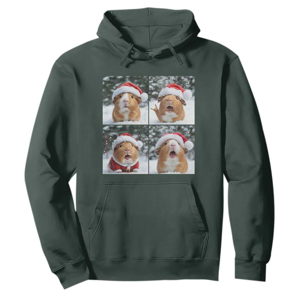 Funny Guinea Pig With Santa Hat Photobooth Hoodie Christmas Gift TS12 Dark Forest Green Print Your Wear