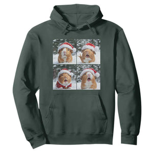 Funny Guinea Pig With Santa Hat Photobooth Hoodie Christmas Gift TS12 Dark Forest Green Print Your Wear