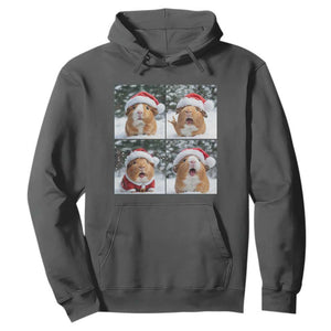 Funny Guinea Pig With Santa Hat Photobooth Hoodie Christmas Gift TS12 Dark Heather Print Your Wear