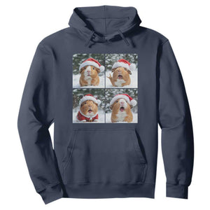 Funny Guinea Pig With Santa Hat Photobooth Hoodie Christmas Gift TS12 Navy Print Your Wear