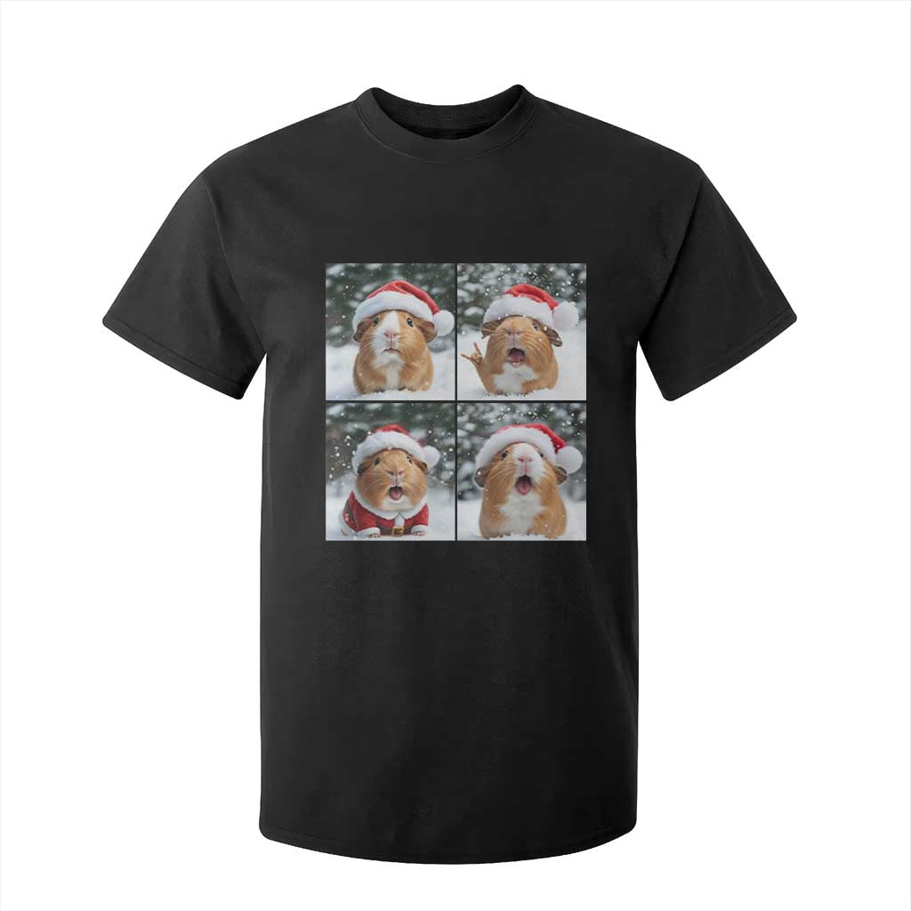 Funny Guinea Pig With Santa Hat Photobooth T Shirt For Kid Christmas Gift TS12 Black Print Your Wear
