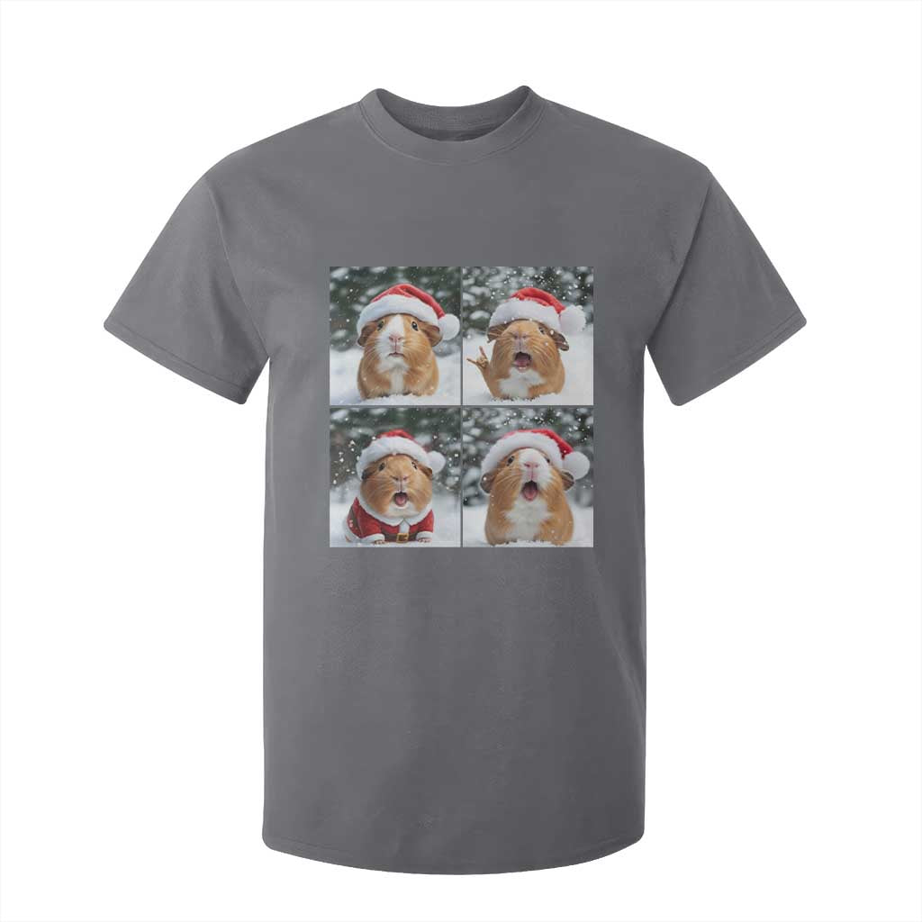 Funny Guinea Pig With Santa Hat Photobooth T Shirt For Kid Christmas Gift TS12 Charcoal Print Your Wear