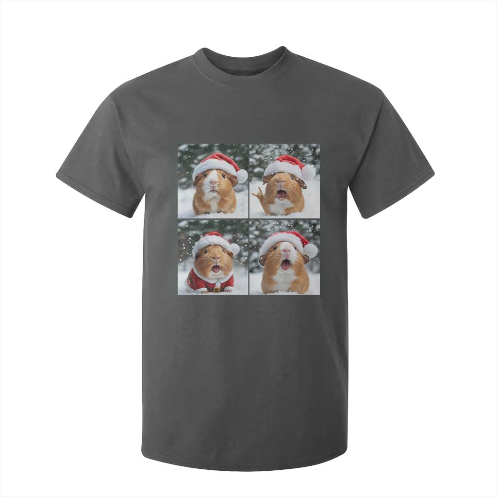 Funny Guinea Pig With Santa Hat Photobooth T Shirt For Kid Christmas Gift TS12 Dark Heather Print Your Wear