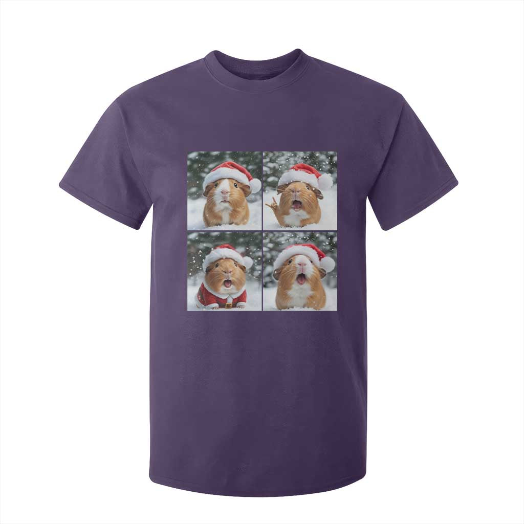 Funny Guinea Pig With Santa Hat Photobooth T Shirt For Kid Christmas Gift TS12 Purple Print Your Wear