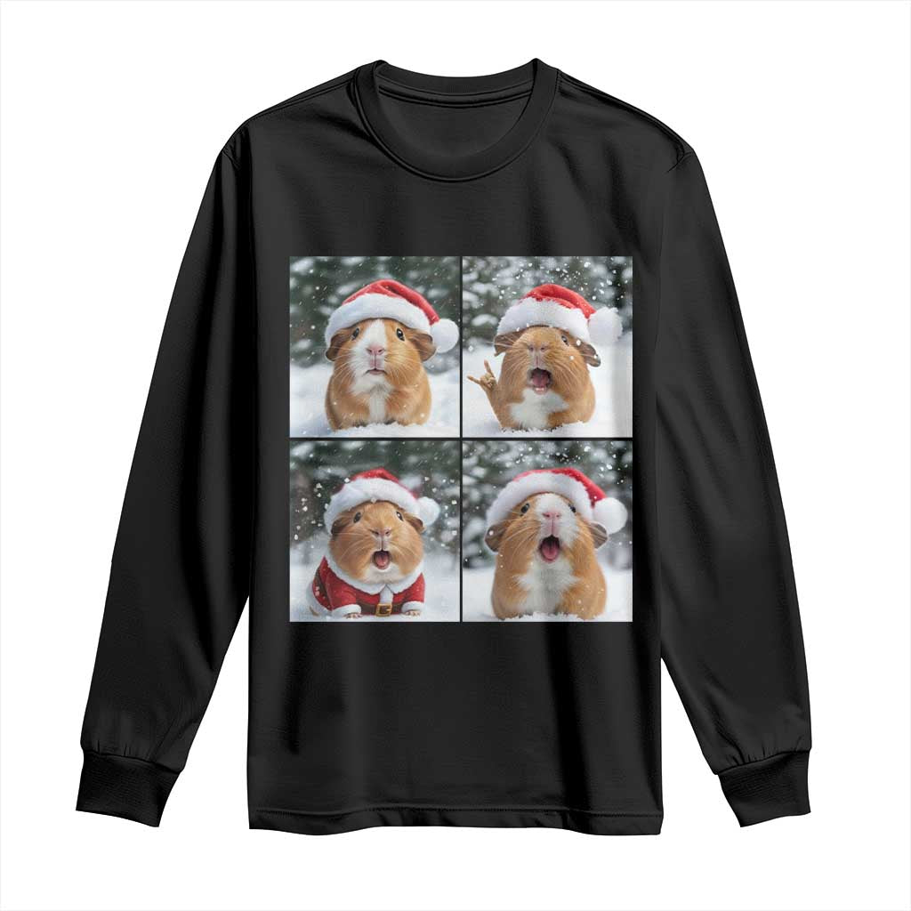 Funny Guinea Pig With Santa Hat Photobooth Long Sleeve Shirt Christmas Gift TS12 Black Print Your Wear