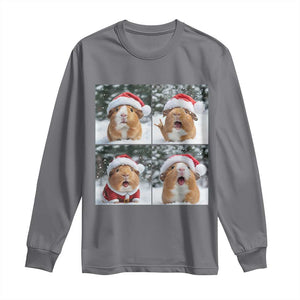 Funny Guinea Pig With Santa Hat Photobooth Long Sleeve Shirt Christmas Gift TS12 Charcoal Print Your Wear