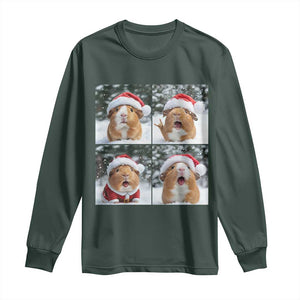 Funny Guinea Pig With Santa Hat Photobooth Long Sleeve Shirt Christmas Gift TS12 Dark Forest Green Print Your Wear
