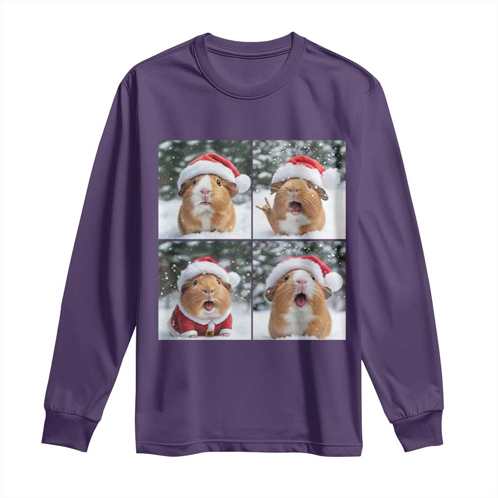 Funny Guinea Pig With Santa Hat Photobooth Long Sleeve Shirt Christmas Gift TS12 Purple Print Your Wear