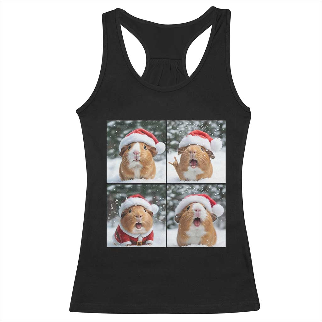 Funny Guinea Pig With Santa Hat Photobooth Racerback Tank Top Christmas Gift TS12 Black Print Your Wear