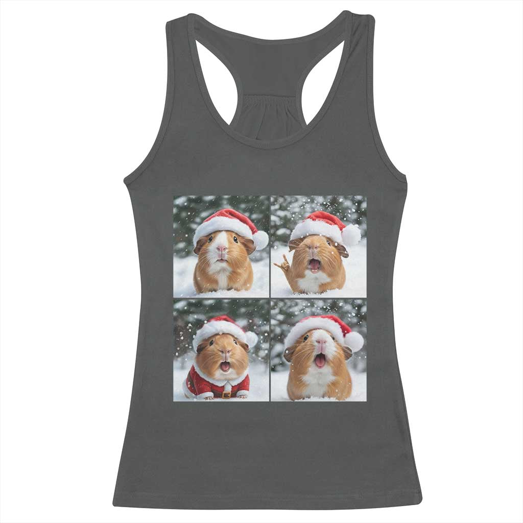 Funny Guinea Pig With Santa Hat Photobooth Racerback Tank Top Christmas Gift TS12 Dark Heather Print Your Wear