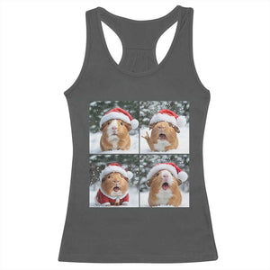 Funny Guinea Pig With Santa Hat Photobooth Racerback Tank Top Christmas Gift TS12 Dark Heather Print Your Wear
