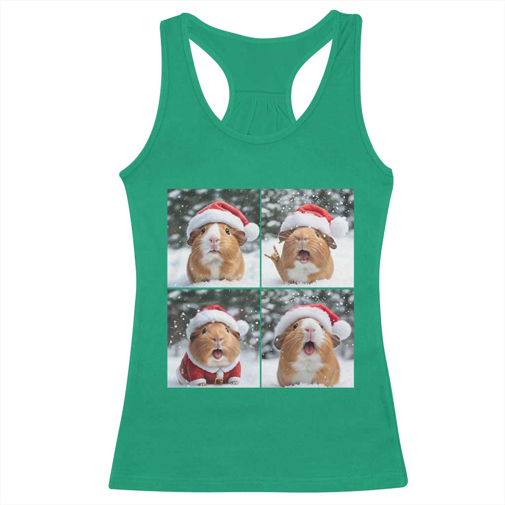 Funny Guinea Pig With Santa Hat Photobooth Racerback Tank Top Christmas Gift TS12 Irish Green Print Your Wear