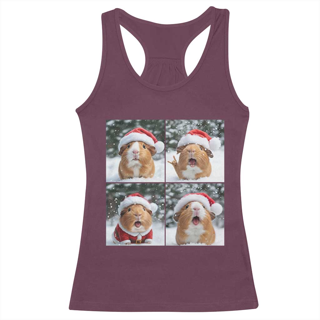 Funny Guinea Pig With Santa Hat Photobooth Racerback Tank Top Christmas Gift TS12 Maroon Print Your Wear