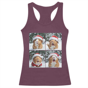 Funny Guinea Pig With Santa Hat Photobooth Racerback Tank Top Christmas Gift TS12 Maroon Print Your Wear