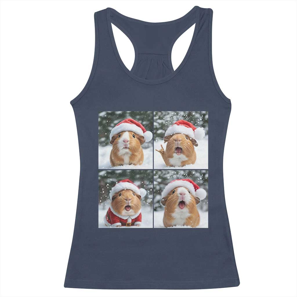Funny Guinea Pig With Santa Hat Photobooth Racerback Tank Top Christmas Gift TS12 Navy Print Your Wear