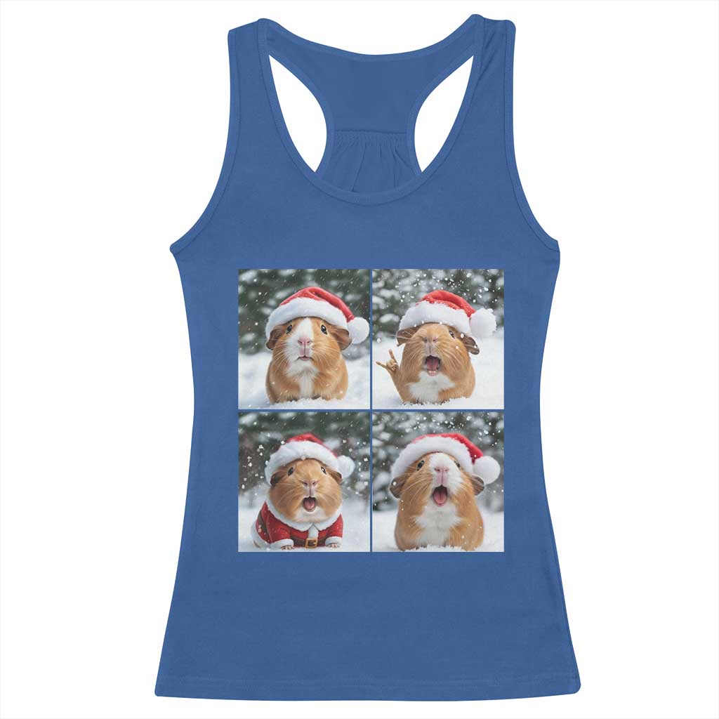 Funny Guinea Pig With Santa Hat Photobooth Racerback Tank Top Christmas Gift TS12 Royal Blue Print Your Wear