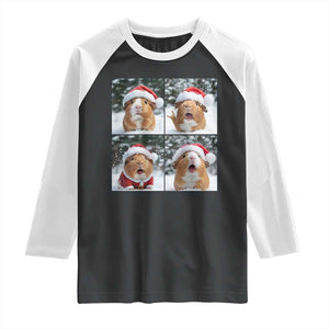 Funny Guinea Pig With Santa Hat Photobooth Raglan Shirt Christmas Gift TS12 Black White Print Your Wear