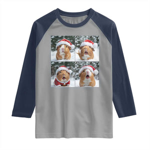 Funny Guinea Pig With Santa Hat Photobooth Raglan Shirt Christmas Gift TS12 Sport Gray Navy Print Your Wear