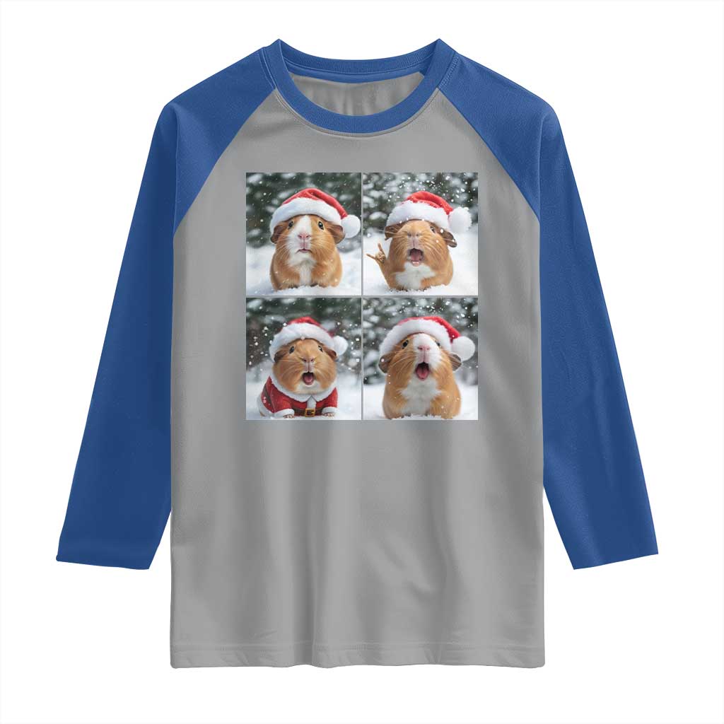 Funny Guinea Pig With Santa Hat Photobooth Raglan Shirt Christmas Gift TS12 Sport Gray Royal Print Your Wear