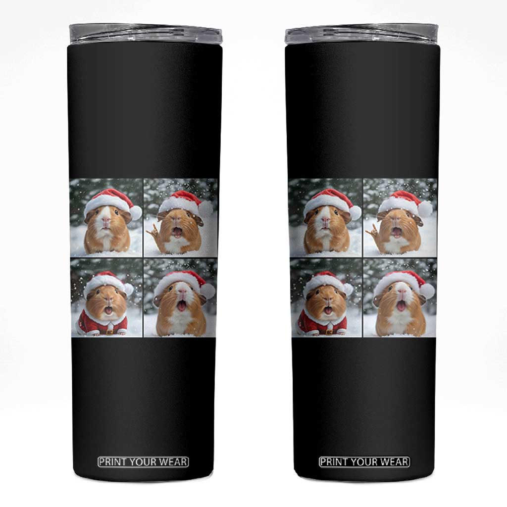 Funny Guinea Pig With Santa Hat Photobooth Skinny Tumbler Christmas Gift TS12 Black Print Your Wear
