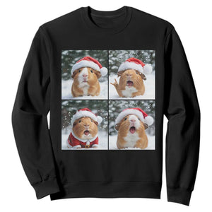 Funny Guinea Pig With Santa Hat Photobooth Sweatshirt Christmas Gift TS12 Black Print Your Wear