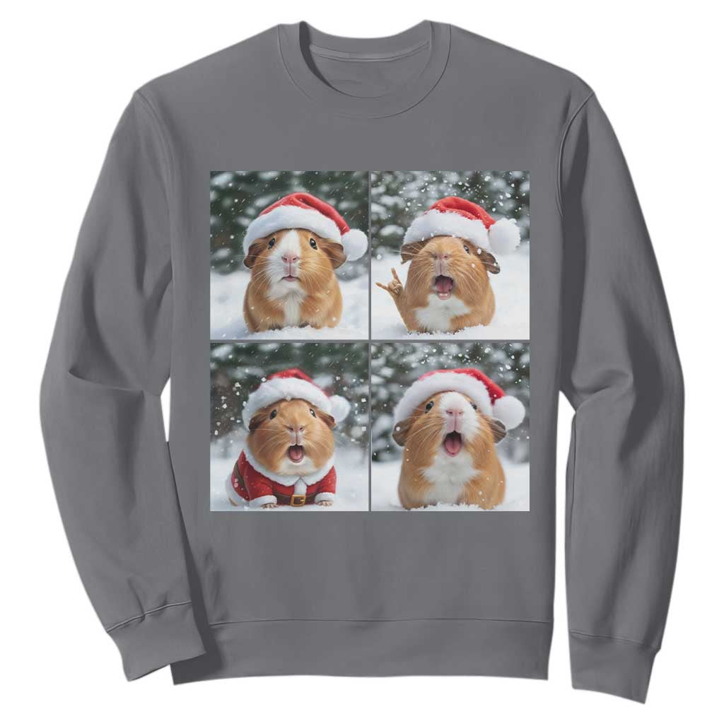 Funny Guinea Pig With Santa Hat Photobooth Sweatshirt Christmas Gift TS12 Charcoal Print Your Wear