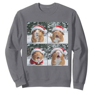 Funny Guinea Pig With Santa Hat Photobooth Sweatshirt Christmas Gift TS12 Charcoal Print Your Wear