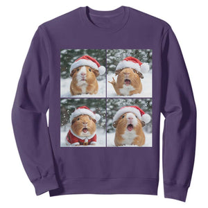 Funny Guinea Pig With Santa Hat Photobooth Sweatshirt Christmas Gift TS12 Purple Print Your Wear
