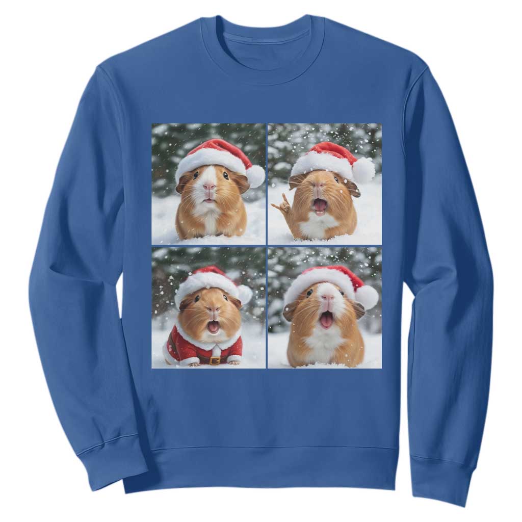 Funny Guinea Pig With Santa Hat Photobooth Sweatshirt Christmas Gift TS12 Royal Blue Print Your Wear