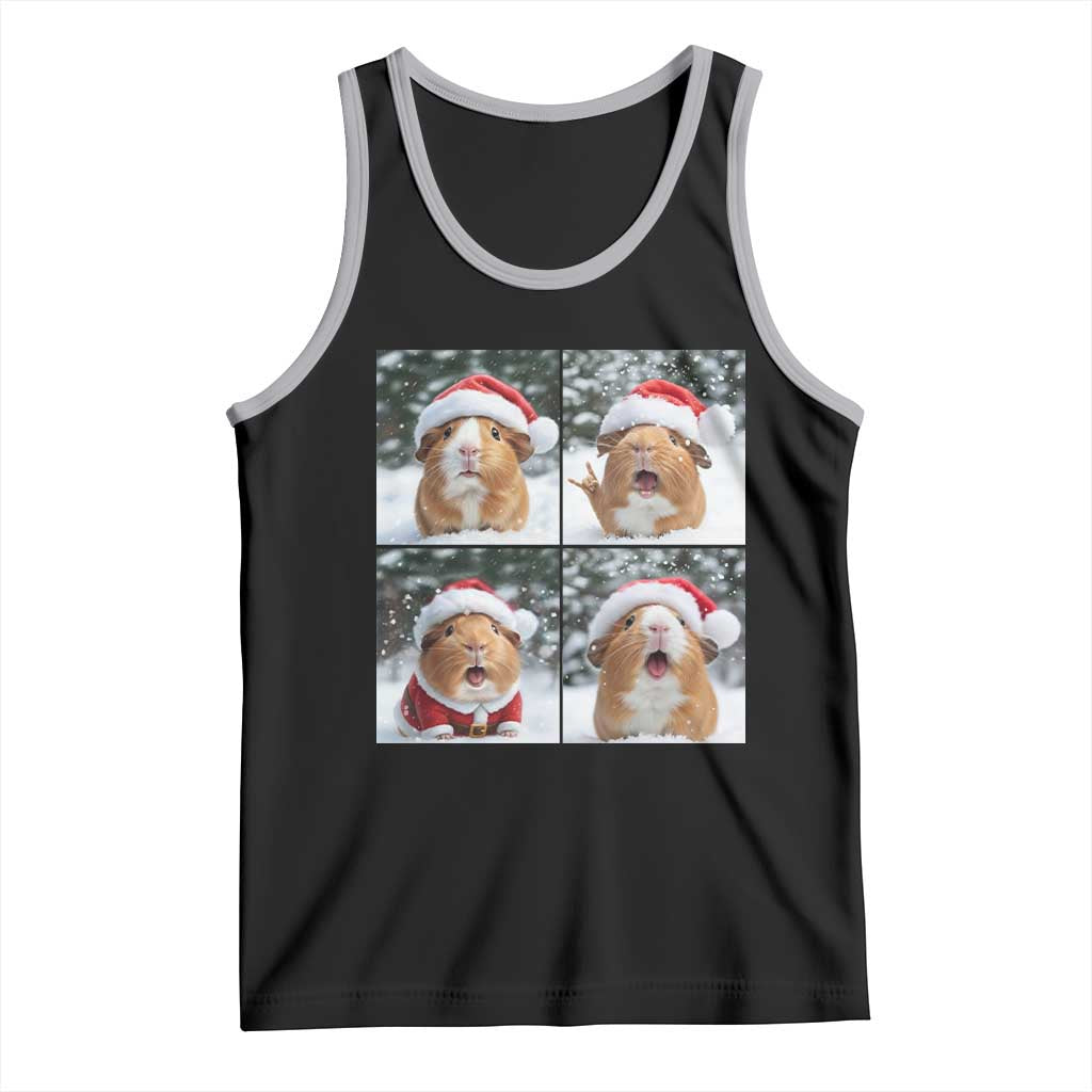Funny Guinea Pig With Santa Hat Photobooth Tank Top Christmas Gift TS12 Black Athletic Heather Print Your Wear