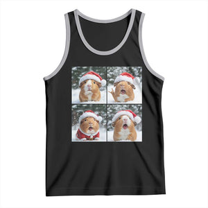 Funny Guinea Pig With Santa Hat Photobooth Tank Top Christmas Gift TS12 Black Athletic Heather Print Your Wear