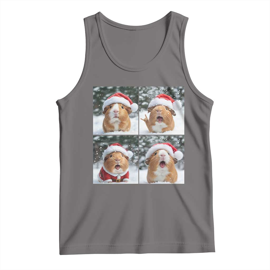 Funny Guinea Pig With Santa Hat Photobooth Tank Top Christmas Gift TS12 Deep Heather Print Your Wear