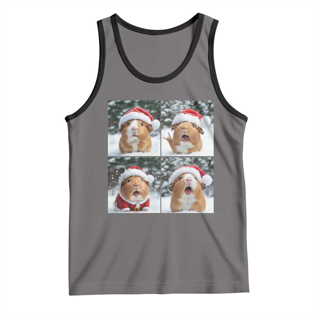 Funny Guinea Pig With Santa Hat Photobooth Tank Top Christmas Gift TS12 Deep Heather Black Print Your Wear