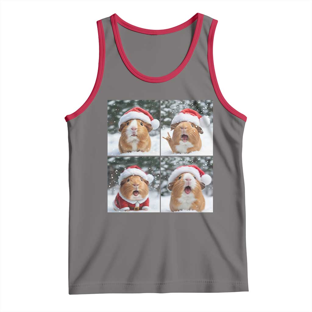 Funny Guinea Pig With Santa Hat Photobooth Tank Top Christmas Gift TS12 Deep Heather Red Print Your Wear