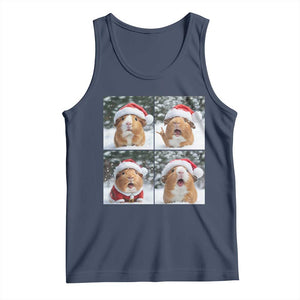 Funny Guinea Pig With Santa Hat Photobooth Tank Top Christmas Gift TS12 Navy Print Your Wear