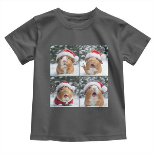 Funny Guinea Pig With Santa Hat Photobooth Toddler T Shirt Christmas Gift TS12 Dark Heather Print Your Wear